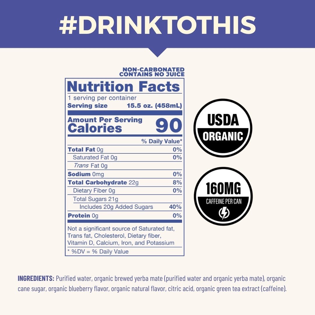 Blueberry Non-Carbonated Organic Yerba Mate