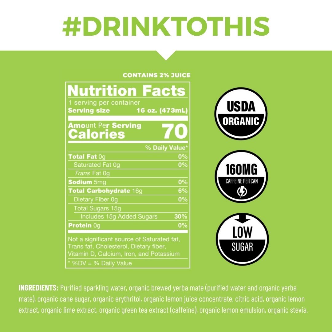 Lemon Lime Organic Sparkling Yerba Mate