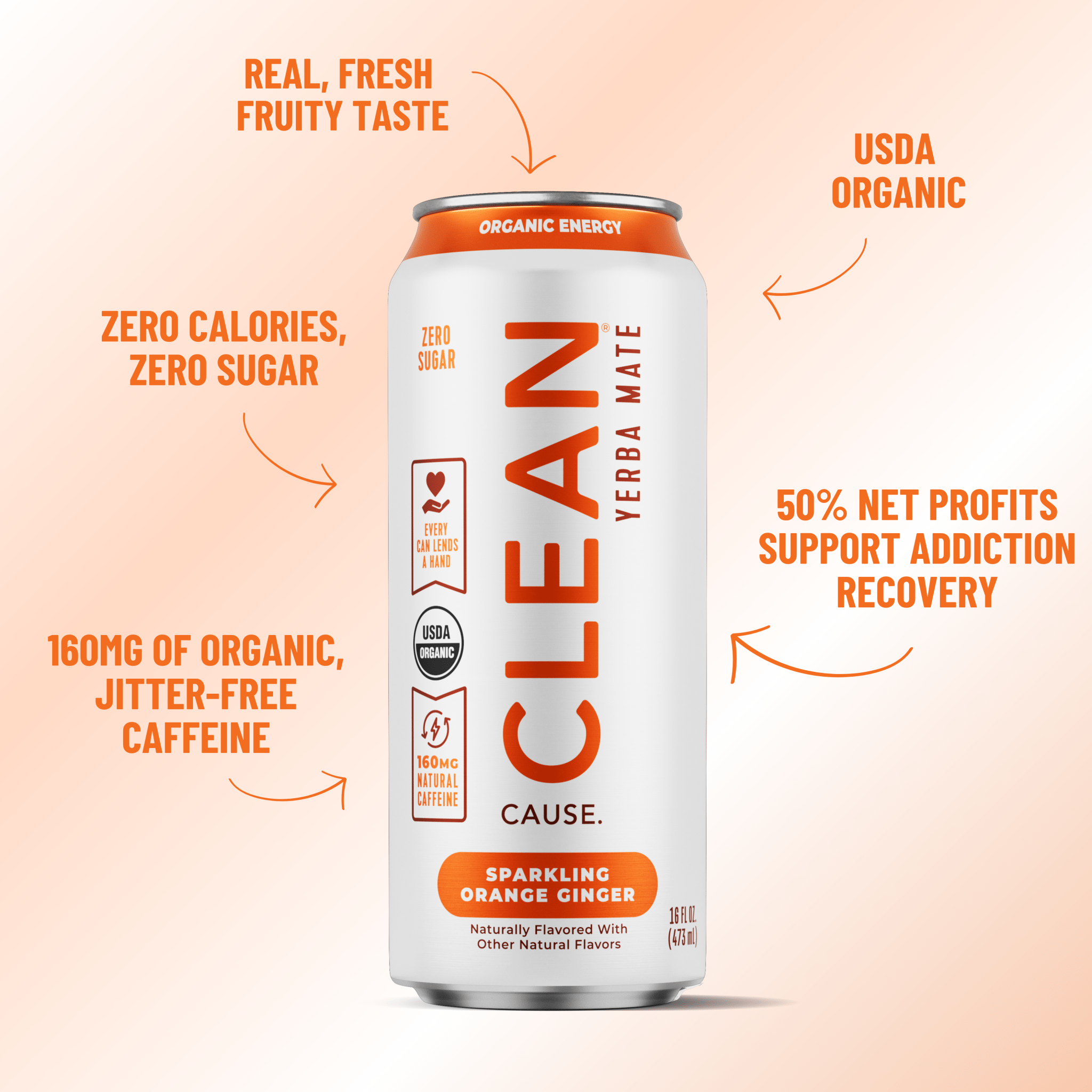 Orange Ginger Zero Calorie Organic Sparkling Yerba Mate