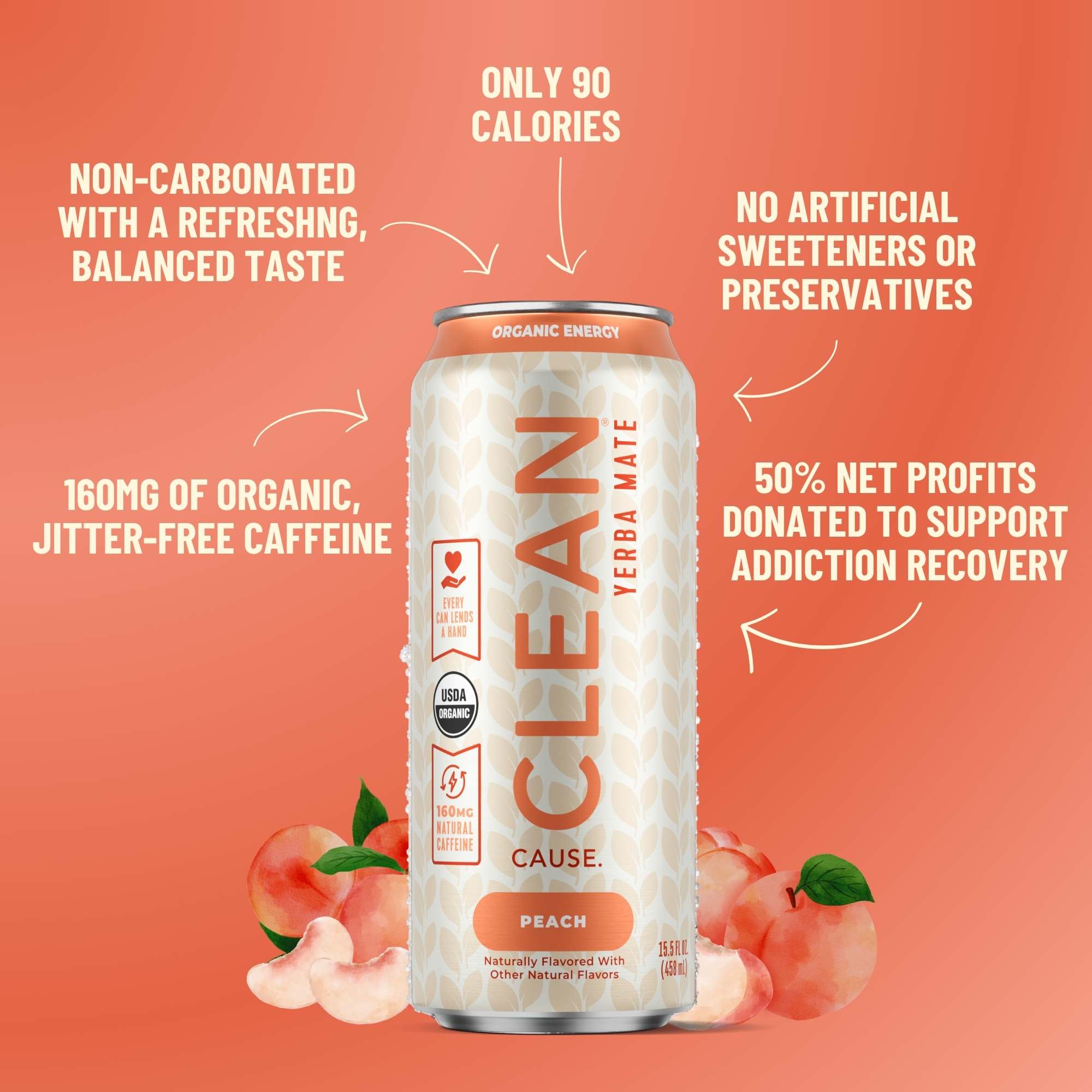 Peach Non-Carbonated Organic Yerba Mate