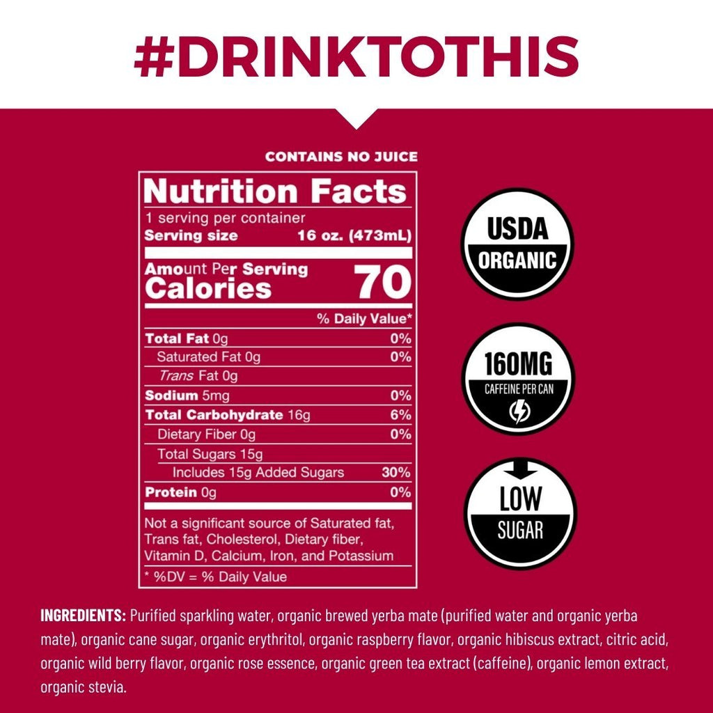 Raspberry Organic Sparkling Yerba Mate