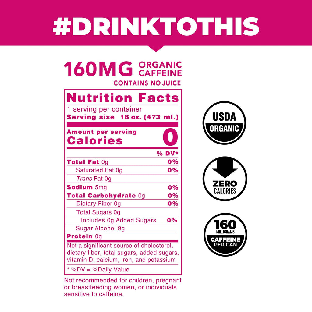 Strawberry Lemonade Zero Calorie Organic Sparkling Yerba Mate